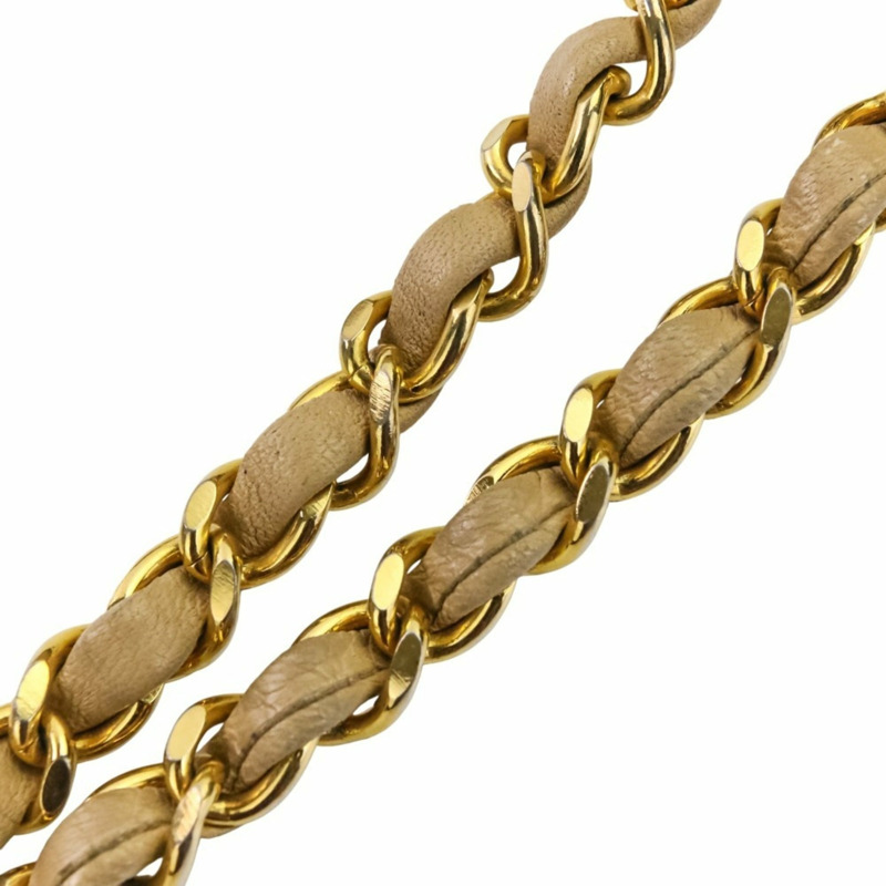 香奈兒半月形 Coco 標誌旋轉鎖扣鏈條手提包/單肩包，米色，女士-7