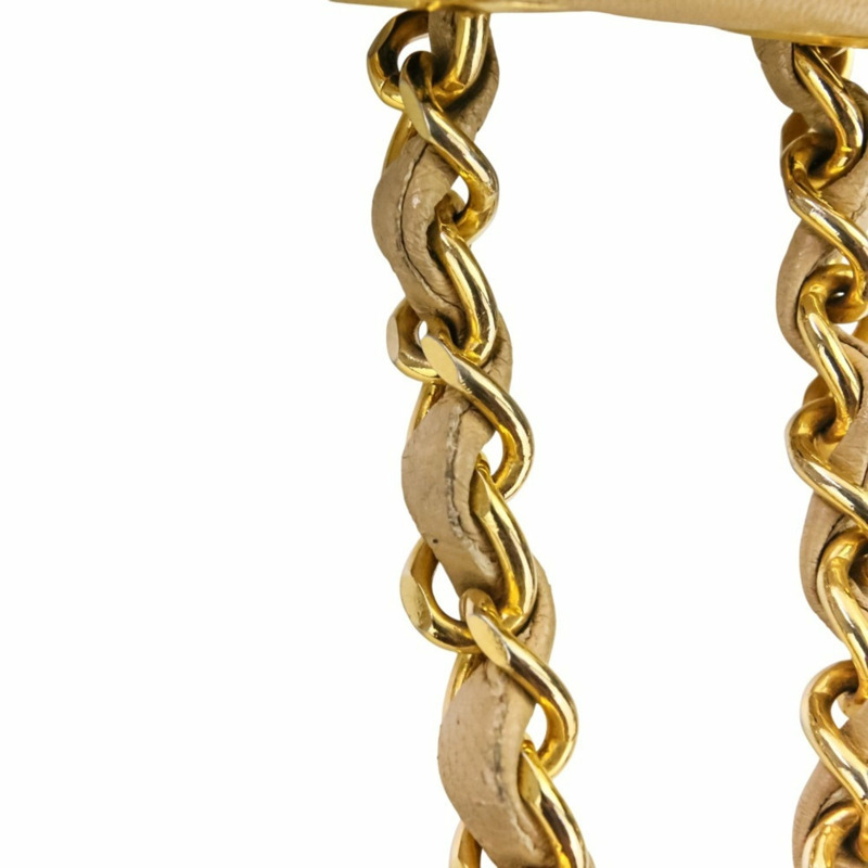 香奈兒半月形 Coco 標誌旋轉鎖扣鏈條手提包/單肩包，米色，女士-8