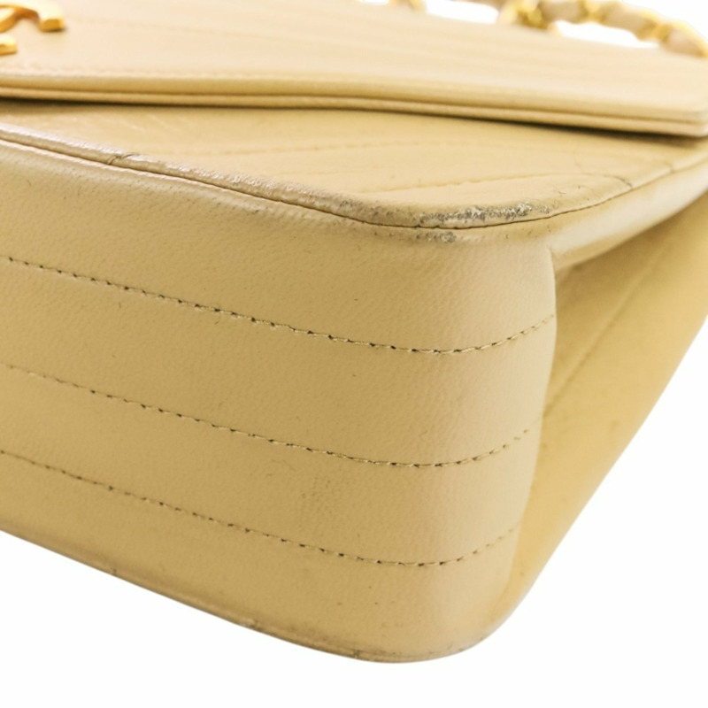 香奈兒半月形 Coco 標誌旋轉鎖扣鏈條手提包/單肩包，米色，女士-9