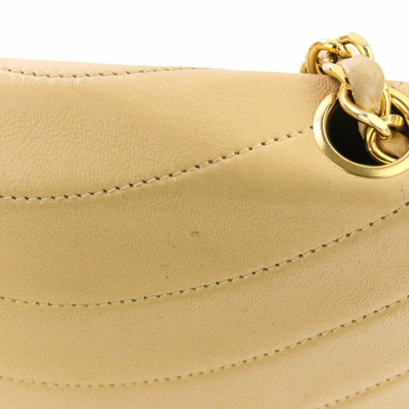 香奈兒半月形 Coco 標誌旋轉鎖扣鏈條手提包/單肩包，米色，女士-13