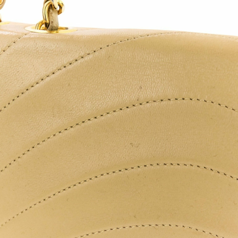 香奈兒半月形 Coco 標誌旋轉鎖扣鏈條手提包/單肩包，米色，女士-15