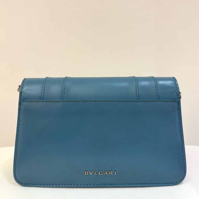 BVLGARI藍/粉橘長型蛇頭鍊帶斜背-4