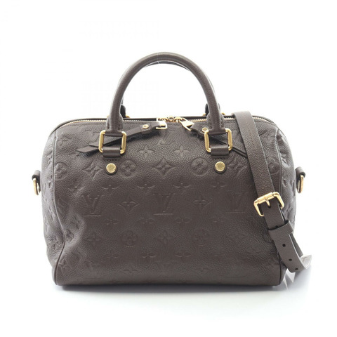 路易威登 Speedy Bandouliere 25 Monogram Emplant Terre 手提包 M40761 皮革 棕色 二手 女士