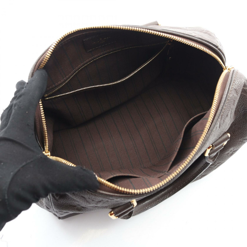 路易威登 Speedy Bandouliere 25 Monogram Emplant Terre 手提包 M40761 皮革 棕色 二手 女士-2