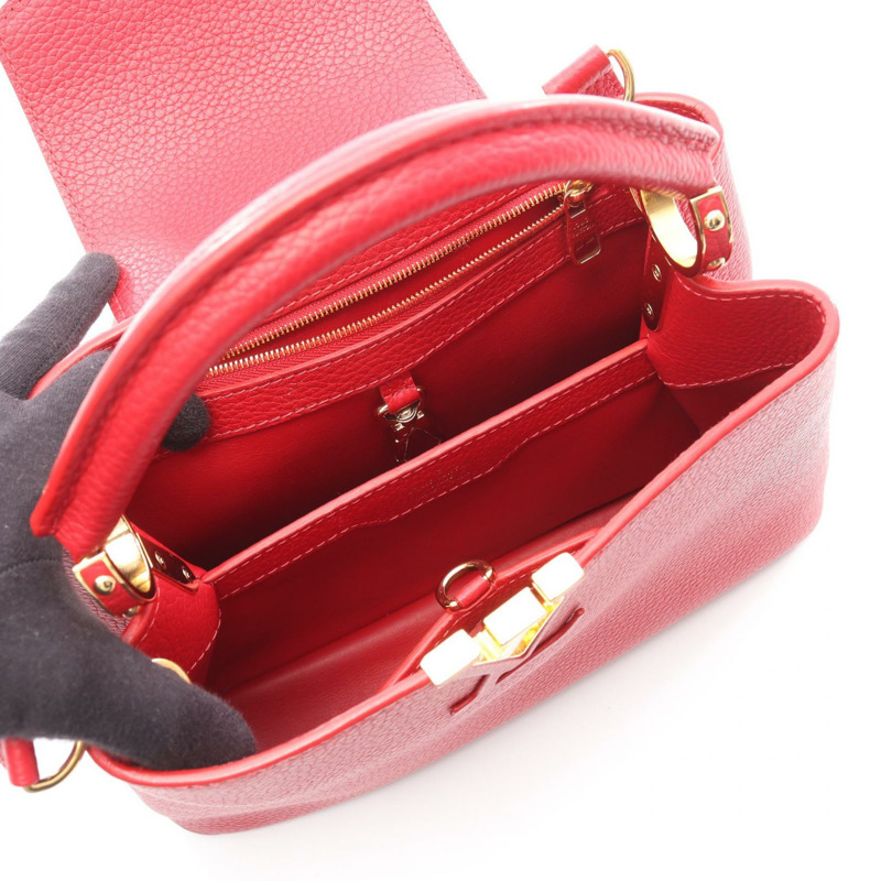 路易威登 Capucines BB 斜背包 M52689 Taurillon 皮革 紅色 二手-2
