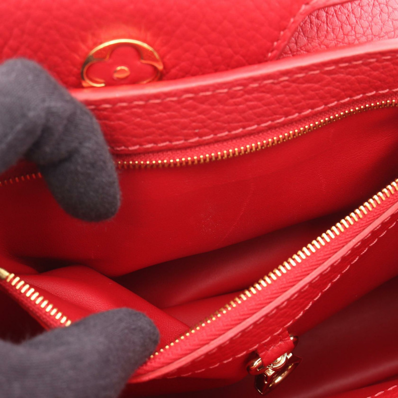 路易威登 Capucines BB 斜背包 M52689 Taurillon 皮革 紅色 二手-14