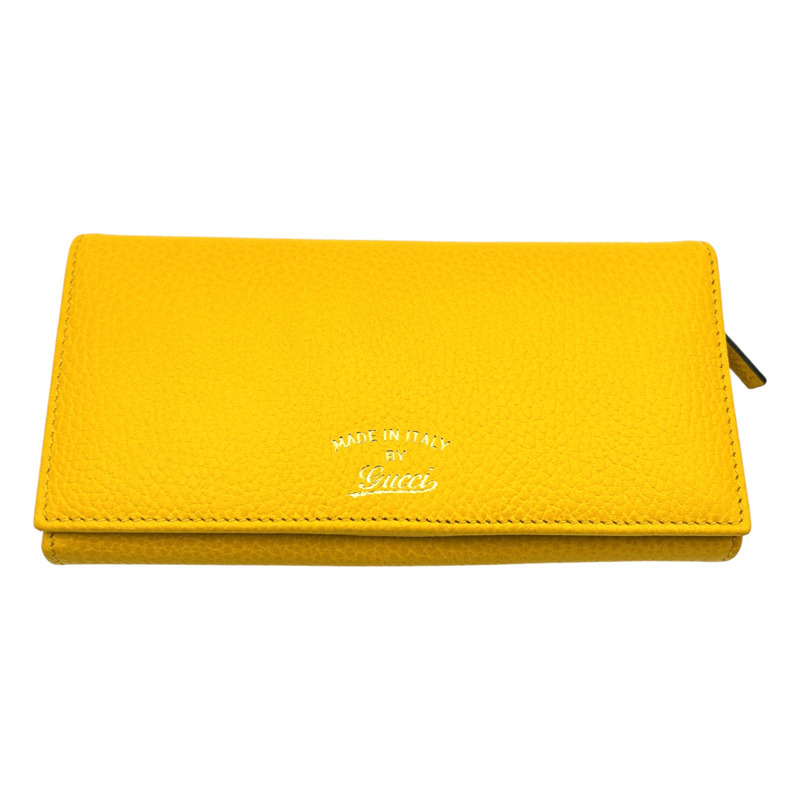 黃色 牛皮 Long wallet 壓扣長夾【GUCCI 古馳】 354498-0