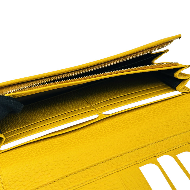 黃色 牛皮 Long wallet 壓扣長夾【GUCCI 古馳】 354498-6