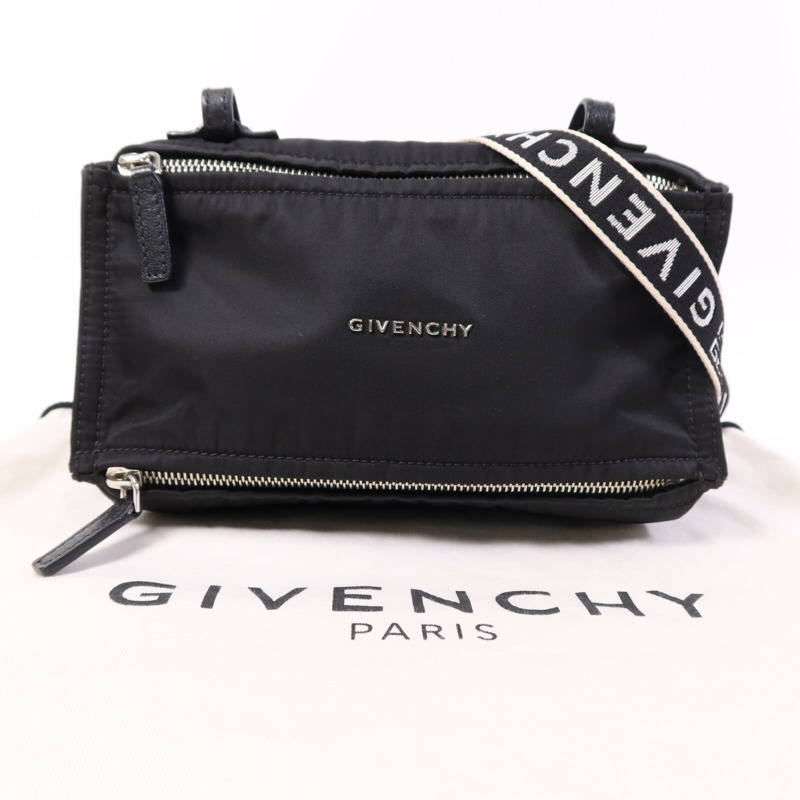 GIVENCHY 尼龍Pandora Mini銀扣肩背袋-9