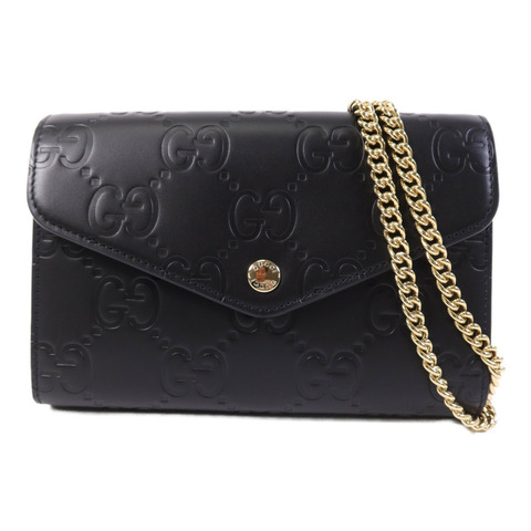 GUCCI 牛皮皮革GG Chain Wallet金扣鏈帶肩背袋