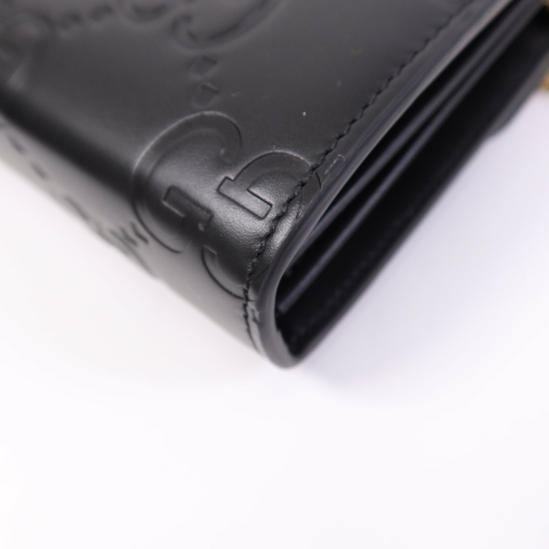 GUCCI 牛皮皮革GG Chain Wallet金扣鏈帶肩背袋-11