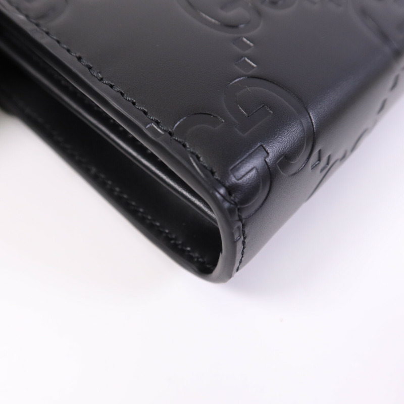 GUCCI 牛皮皮革GG Chain Wallet金扣鏈帶肩背袋-12