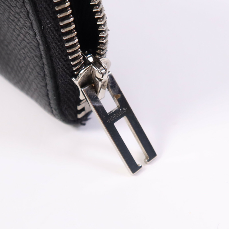 HERMES Epsom皮革Wallet銀扣錢包Noir-7