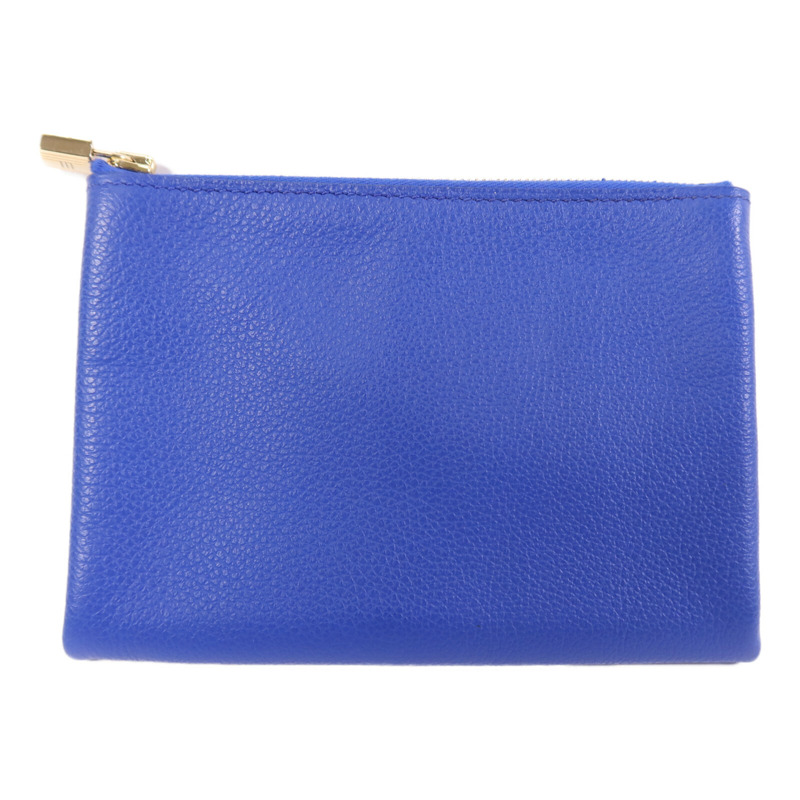 HERMES Evercolor皮革Atout 14 Pouch Card Holder金扣卡片套Bleu Electrique-0