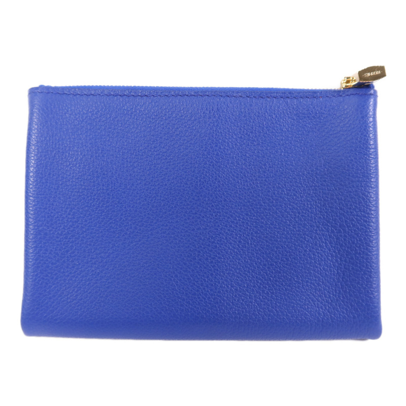 HERMES Evercolor皮革Atout 14 Pouch Card Holder金扣卡片套Bleu Electrique-1