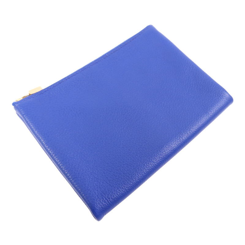 HERMES Evercolor皮革Atout 14 Pouch Card Holder金扣卡片套Bleu Electrique-2