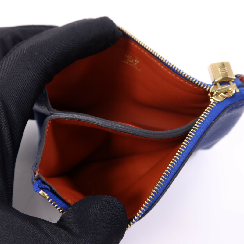 HERMES Evercolor皮革Atout 14 Pouch Card Holder金扣卡片套Bleu Electrique-5