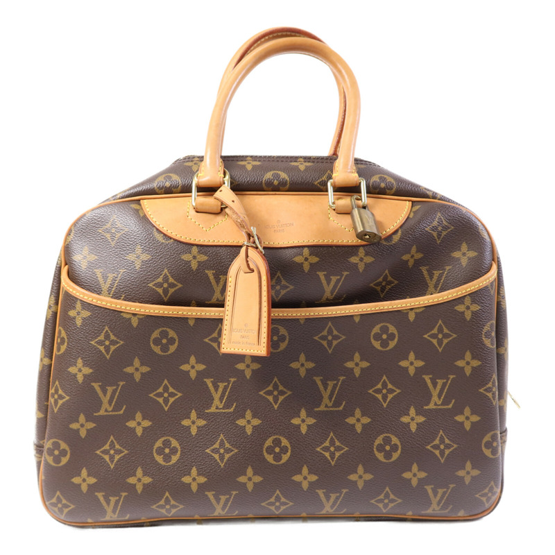 LOUIS VUITTON Monogram Deauville金扣手挽袋棕色-0