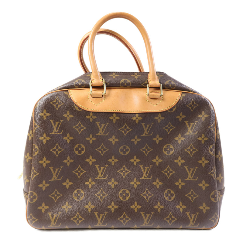 LOUIS VUITTON Monogram Deauville金扣手挽袋棕色-1