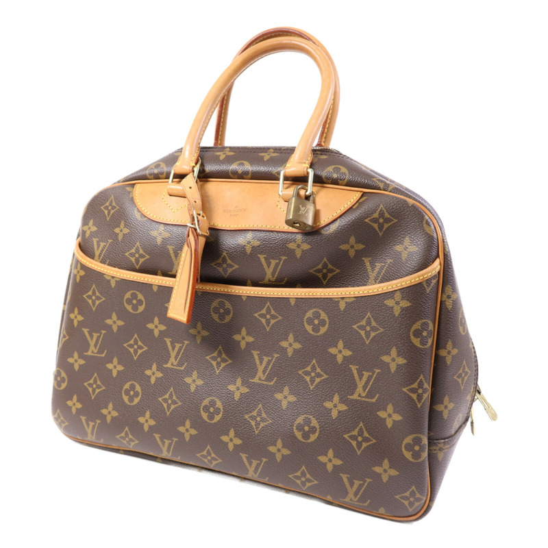 LOUIS VUITTON Monogram Deauville金扣手挽袋棕色-2