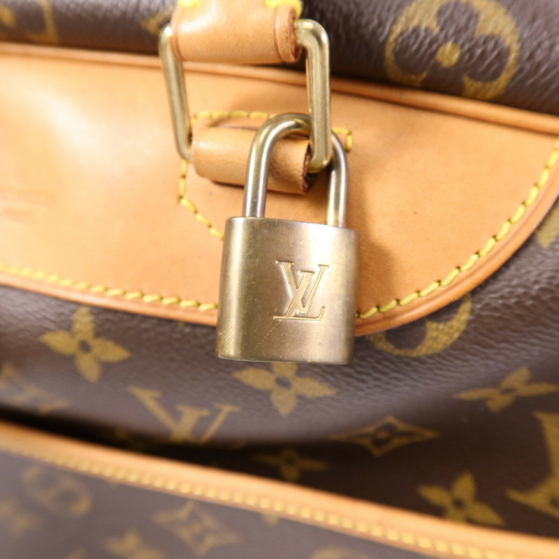 LOUIS VUITTON Monogram Deauville金扣手挽袋棕色-6