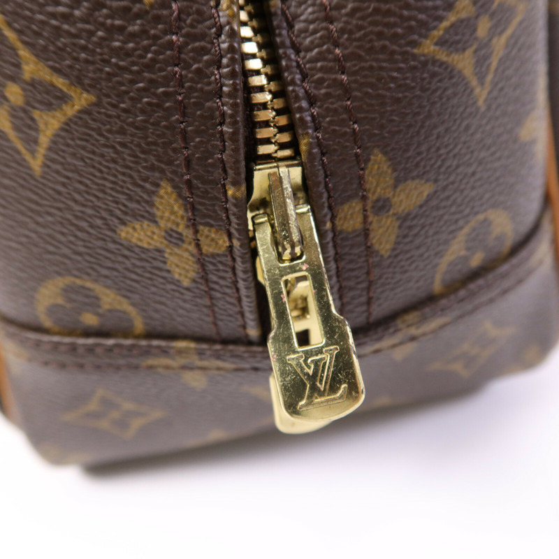 LOUIS VUITTON Monogram Deauville金扣手挽袋棕色-7