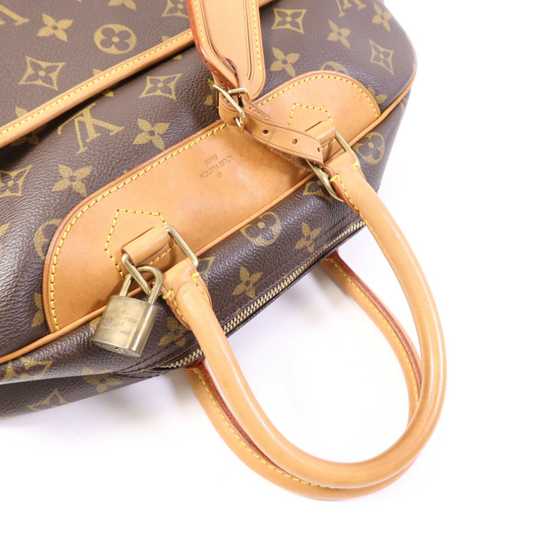 LOUIS VUITTON Monogram Deauville金扣手挽袋棕色-9