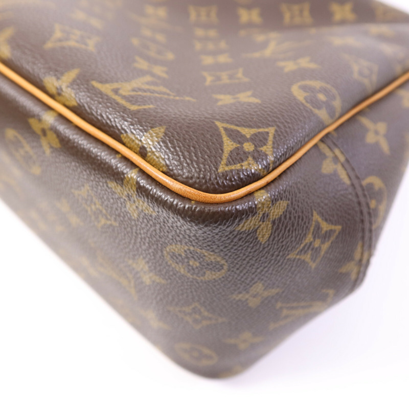 LOUIS VUITTON Monogram Deauville金扣手挽袋棕色-13