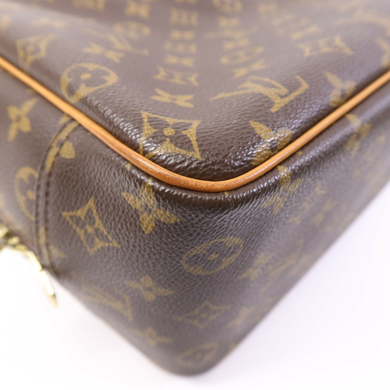 LOUIS VUITTON Monogram Deauville金扣手挽袋棕色-14