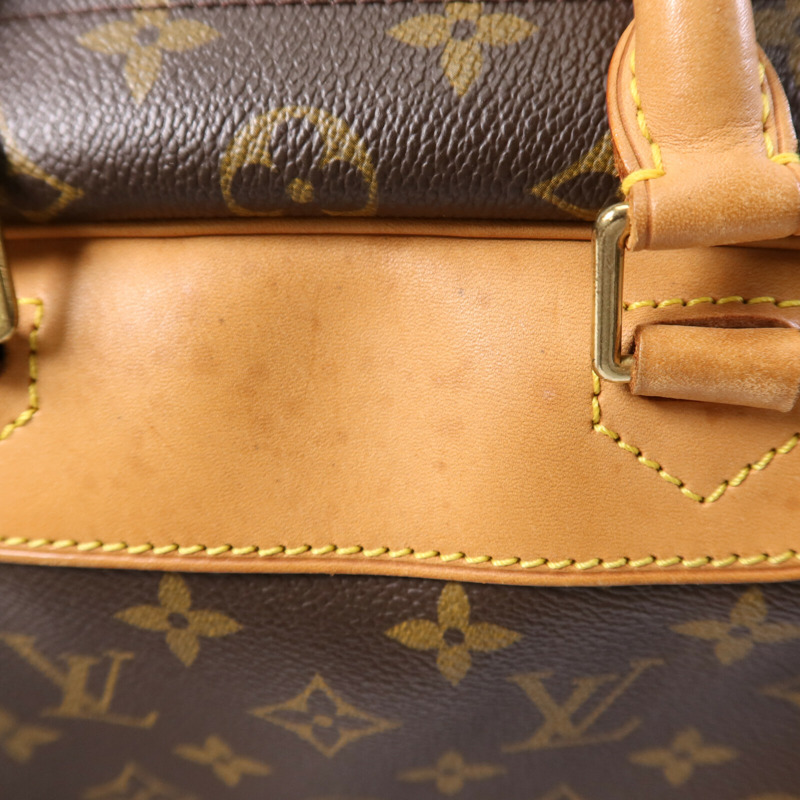 LOUIS VUITTON Monogram Deauville金扣手挽袋棕色-16