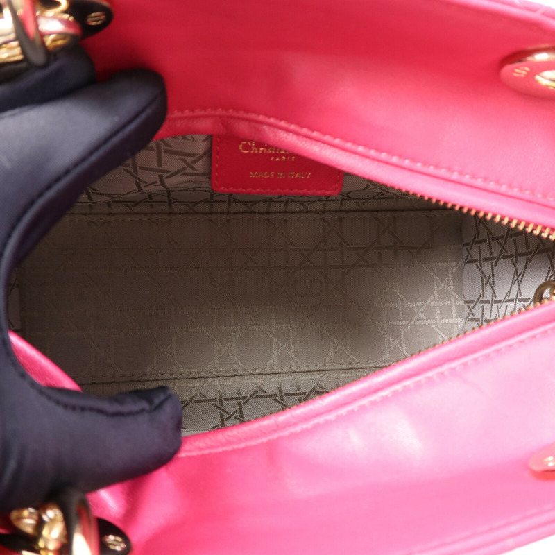 Dior 羊皮皮革Lady Dior Medium金扣手挽肩背兩用袋-5