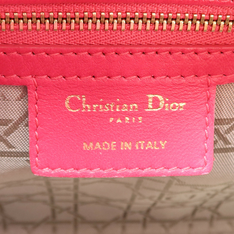 Dior 羊皮皮革Lady Dior Medium金扣手挽肩背兩用袋-6