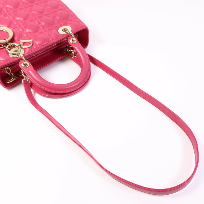 Dior 羊皮皮革Lady Dior Medium金扣手挽肩背兩用袋-9