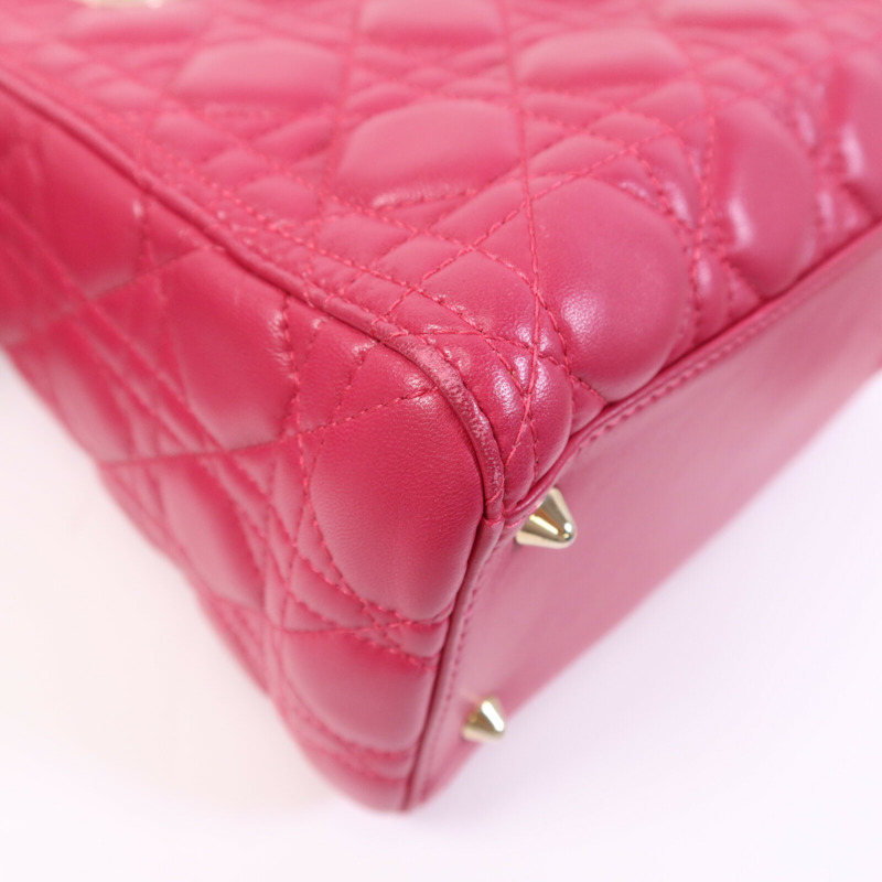 Dior 羊皮皮革Lady Dior Medium金扣手挽肩背兩用袋-12