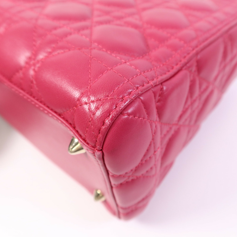 Dior 羊皮皮革Lady Dior Medium金扣手挽肩背兩用袋-13