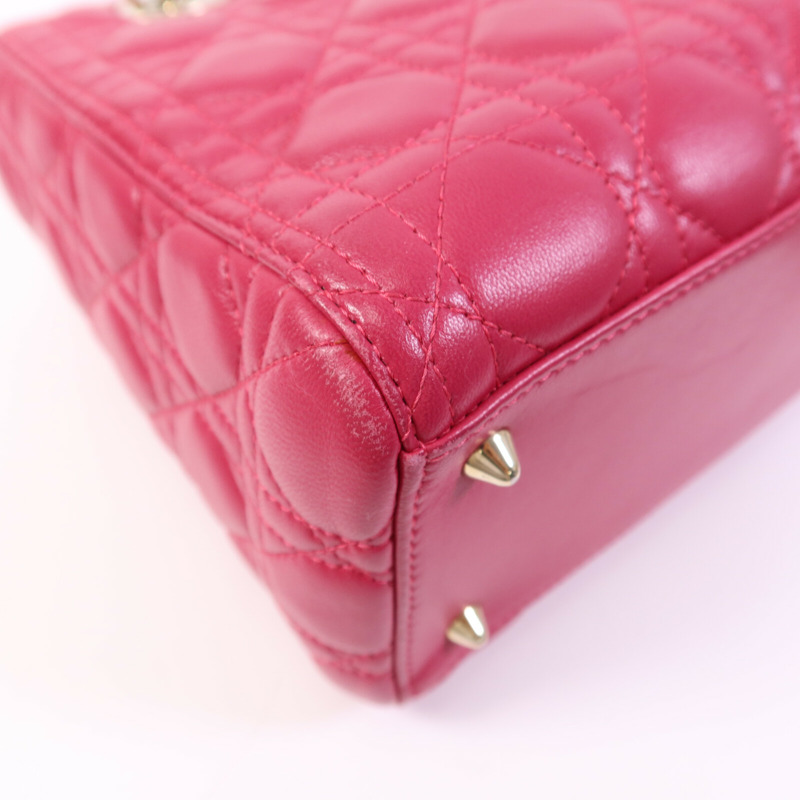 Dior 羊皮皮革Lady Dior Medium金扣手挽肩背兩用袋-14