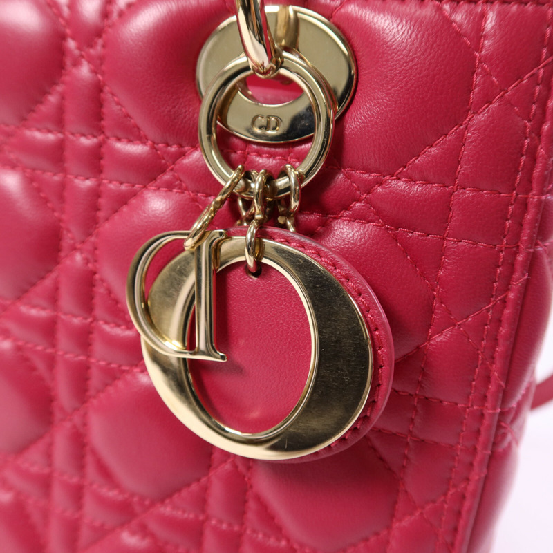 Dior 羊皮皮革Lady Dior Medium金扣手挽肩背兩用袋-15