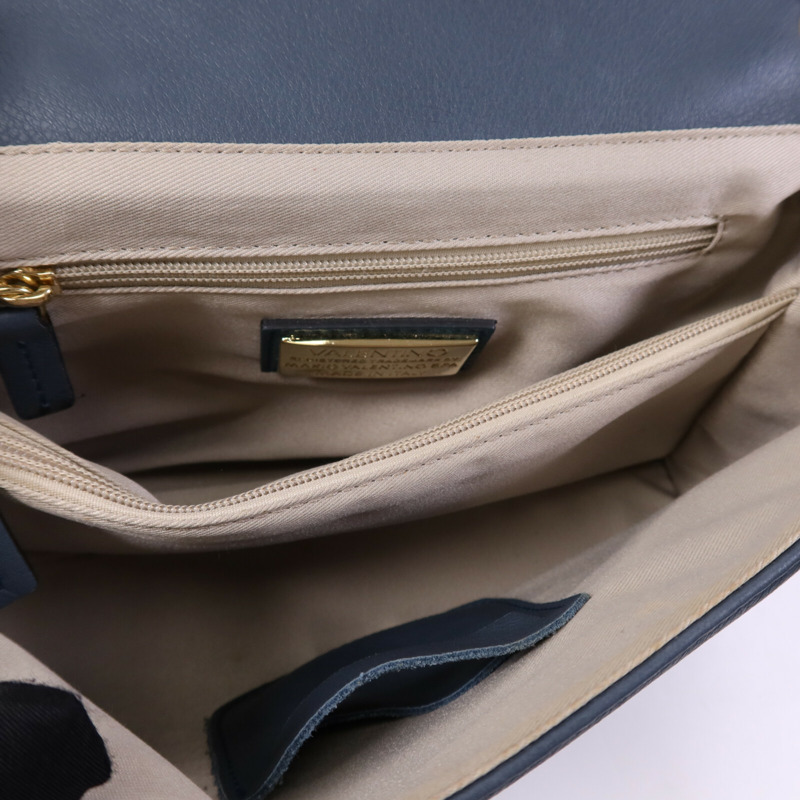 Valentino 牛皮皮革Mario Diamond金扣鏈帶肩背袋-4