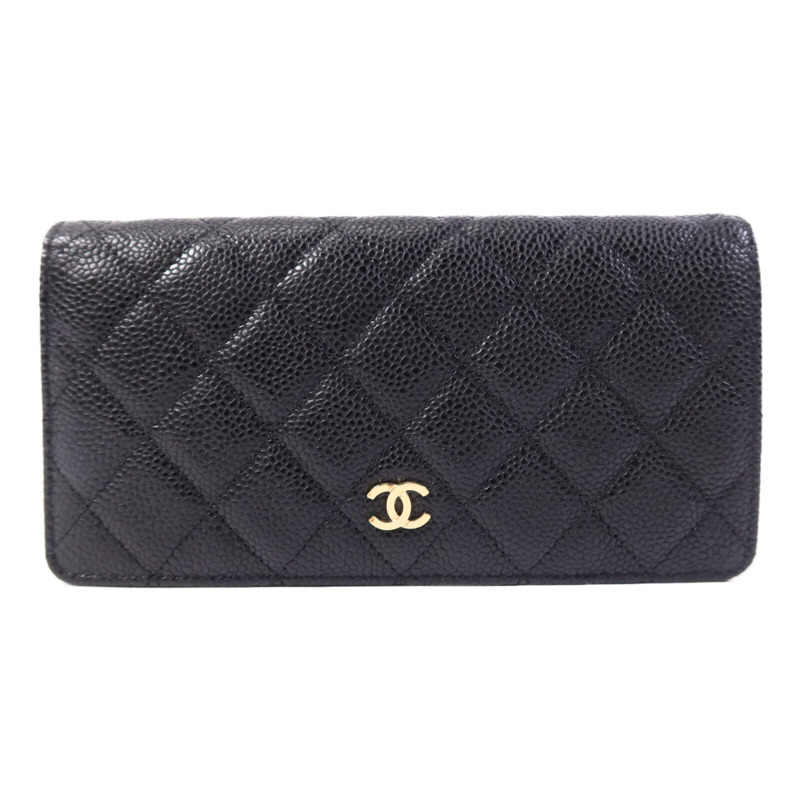 CHANEL 牛皮皮革Wallet金扣長錢包-0
