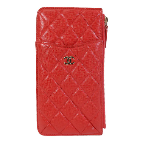 CHANEL 牛皮皮革Phone Case金扣長錢包