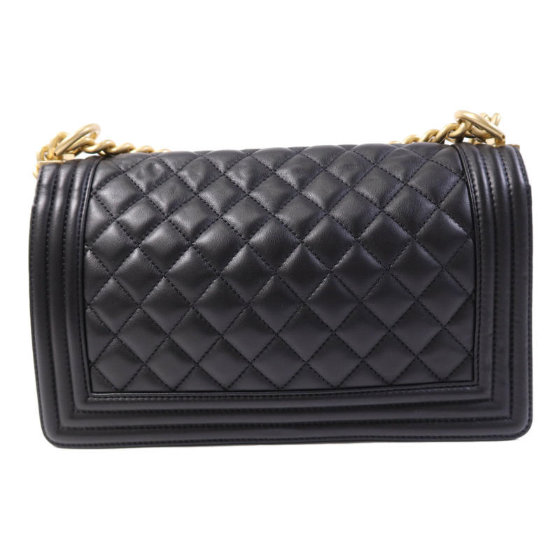 CHANEL 羊皮皮革Boy 25金扣鏈帶肩背袋-1