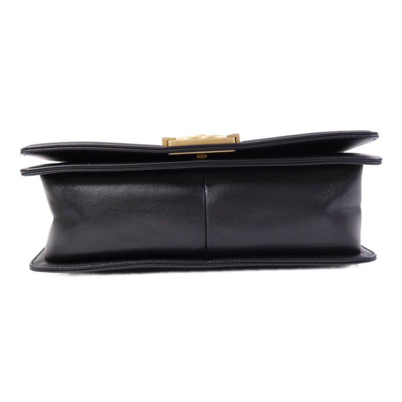 CHANEL 羊皮皮革Boy 25金扣鏈帶肩背袋-3