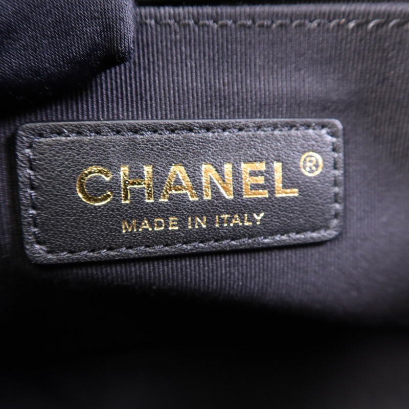 CHANEL 羊皮皮革Boy 25金扣鏈帶肩背袋-5