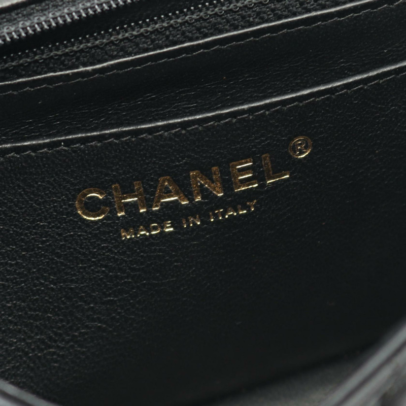 香奈兒迷你20 V型縫線人字紋肩背包 A69900 羊皮 黑色 二手 金色五金-3