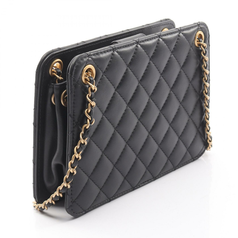 香奈兒 (CHANEL) 絎縫 COCO 標誌鏈肩背包 AS1750 黑色皮革 GHW 二手-1