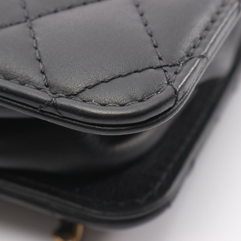 香奈兒 (CHANEL) 絎縫 COCO 標誌鏈肩背包 AS1750 黑色皮革 GHW 二手-5