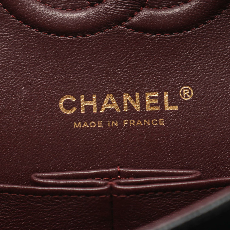 香奈兒 (CHANEL) 人字紋 V 型縫線 W 翻蓋鏈條單肩背包 A01166 黑色皮革 GHW-3