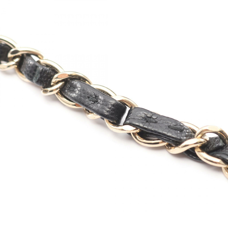 香奈兒 (CHANEL) 人字紋 V 型縫線 W 翻蓋鏈條單肩背包 A01166 黑色皮革 GHW-9