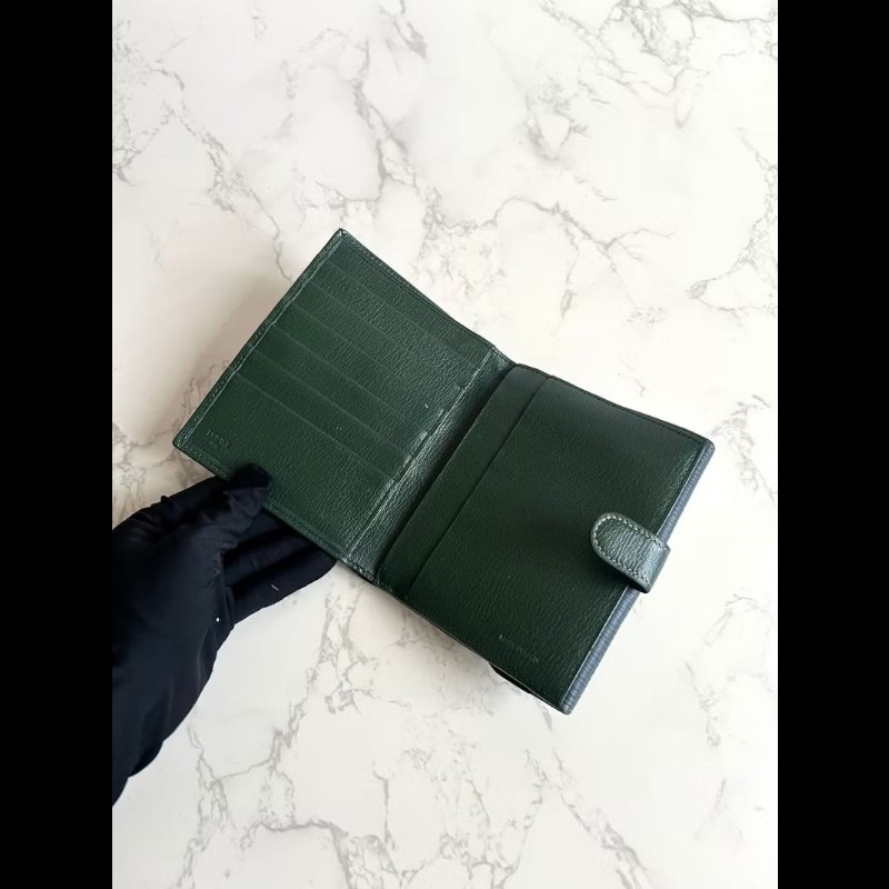 【LA LUNE】稀有中古包 Loewe藍綠色金蛇骨中夾 錢包 短夾 皮革包 古董二手包-5