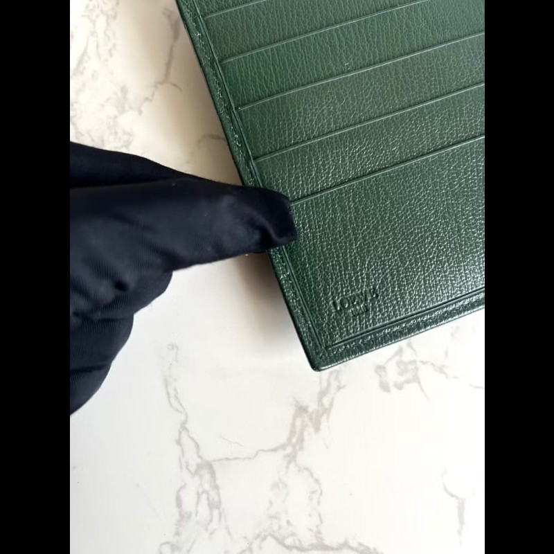 【LA LUNE】稀有中古包 Loewe藍綠色金蛇骨中夾 錢包 短夾 皮革包 古董二手包-6